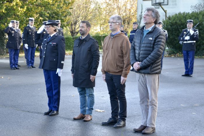 DSC_1330 - Le commandant Bourachot avec les maires de Lombez et de Saramon, et du premier adjoint de Samatan